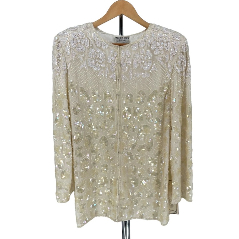 Mark & John by Gopal 80’s Vintage Beaded Sequin Evening Jacket Deadstock Large